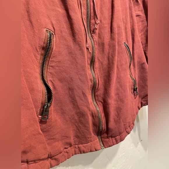 LUCKY BRAND Rust Red Zip-Up Top Large - Picture 6 of 9